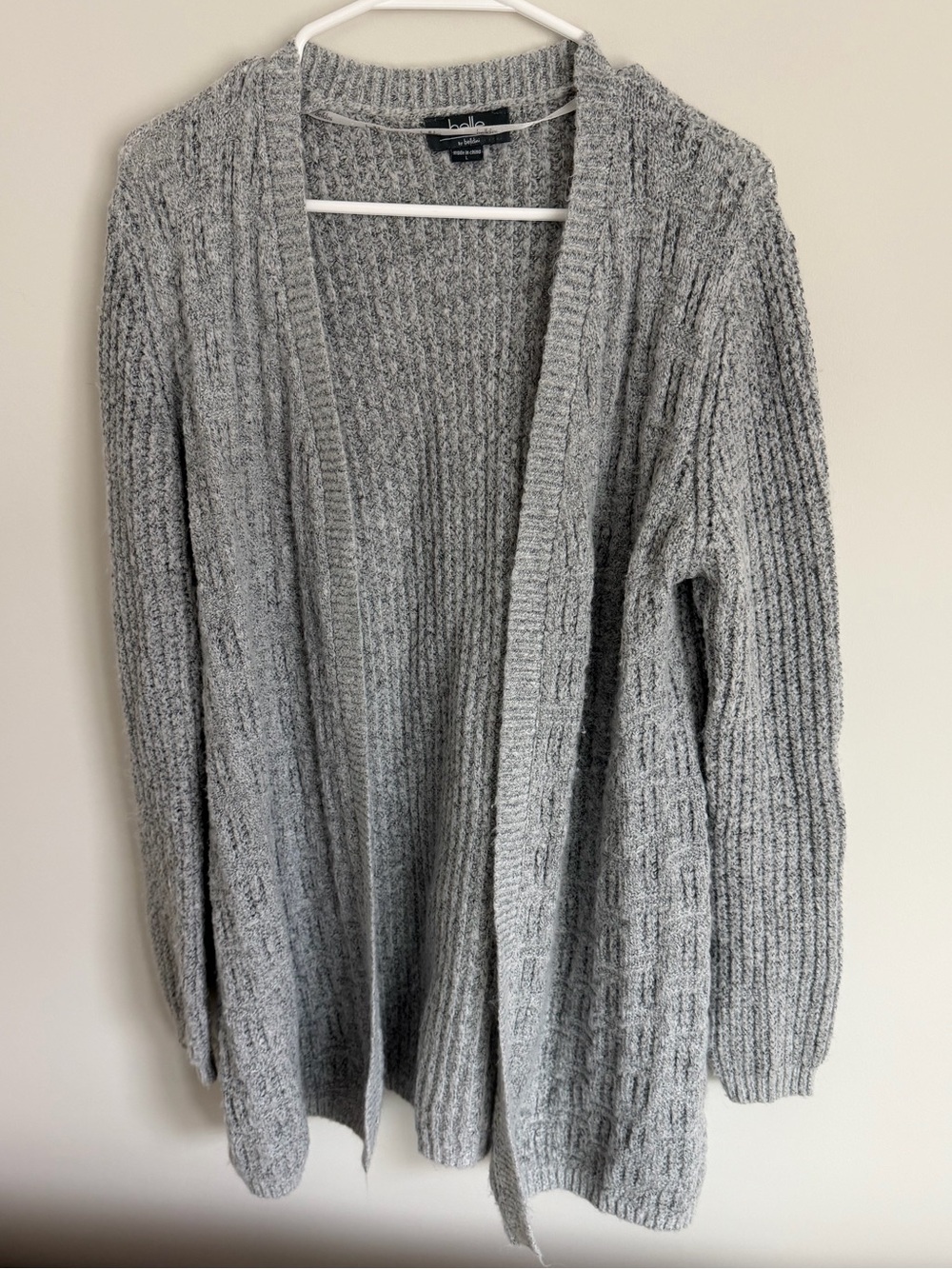 Light Gray Open-Front Ribbed Cardigan - Picture 3 of 4